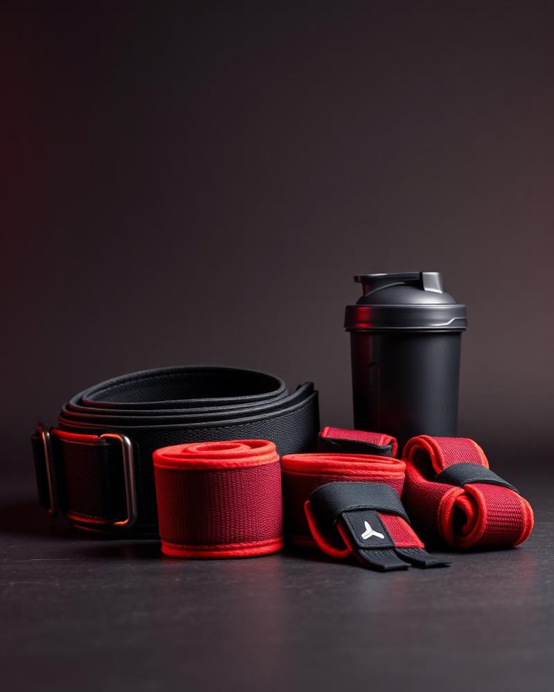 Ceinture de force, bandes de poignet et shaker de musculation