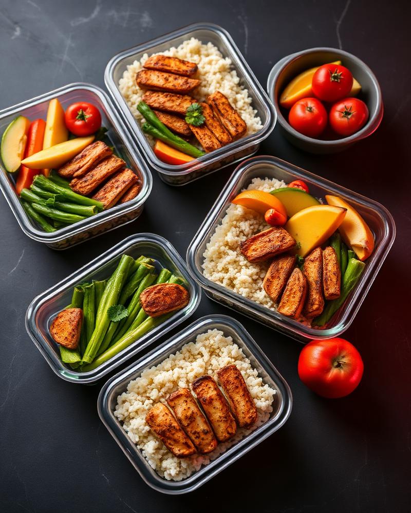 Repas équilibrés préparés en portions pour la semaine